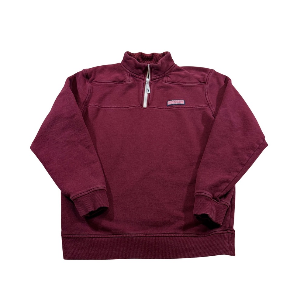 Vineyard Vines Quarter Zip Pullover Small Burgundy Fleece Whale Preppy Academia